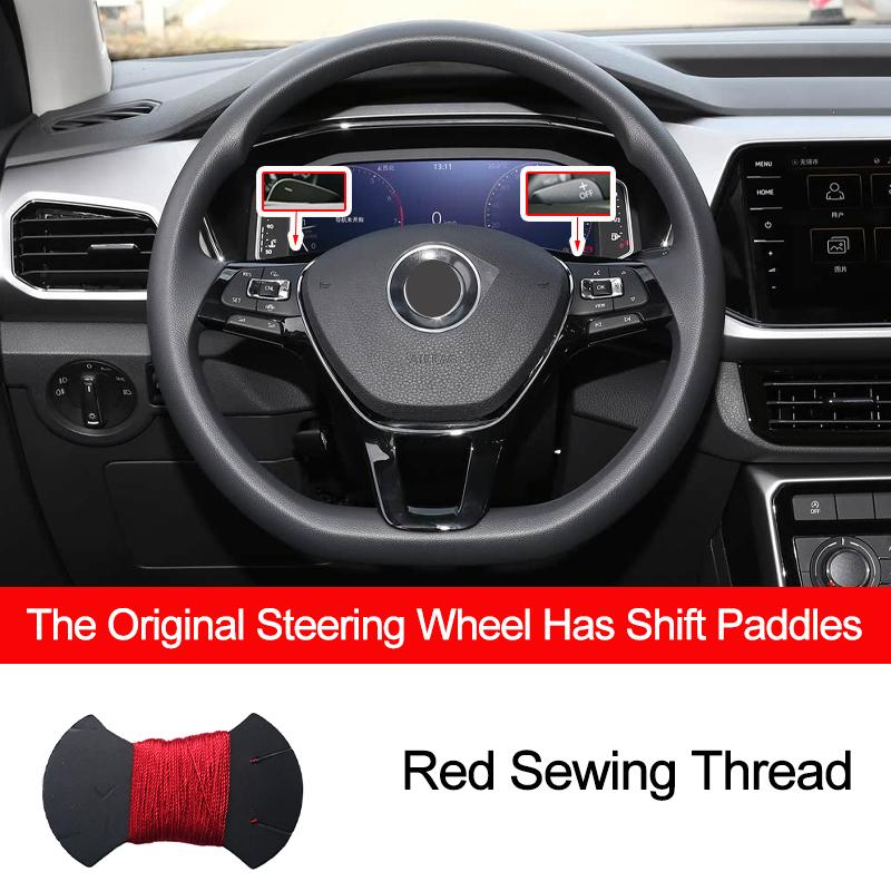Hand Sewing Car Steering Wheel Cover Braid on the Steering wheel For Volkswagen Golf 7 Mk7 2012-2020 VW T-Cross 2018-2025 2025