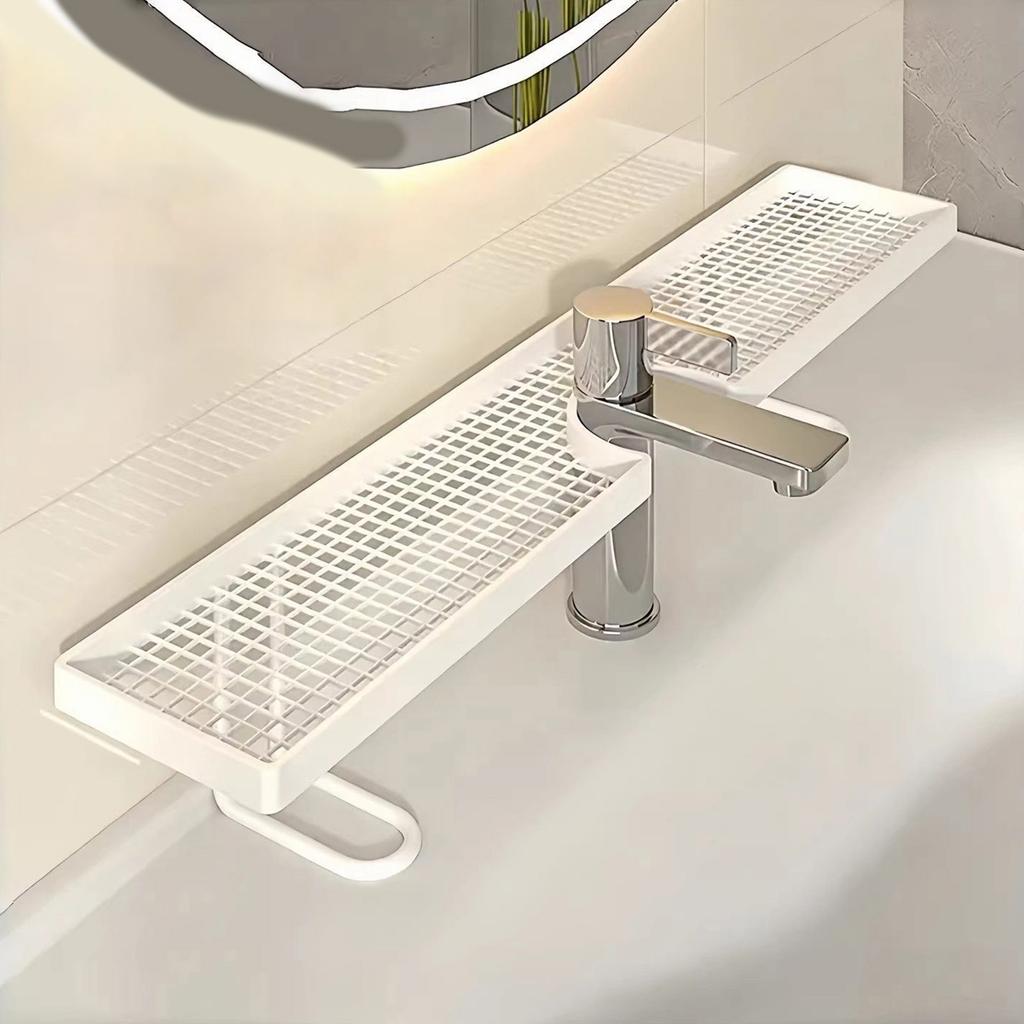 Bathroom Countertop Organizer Space-Saving Free Standing Faucet Storage Shelf Countertop Draining Stand for Kitchen & Bathroom