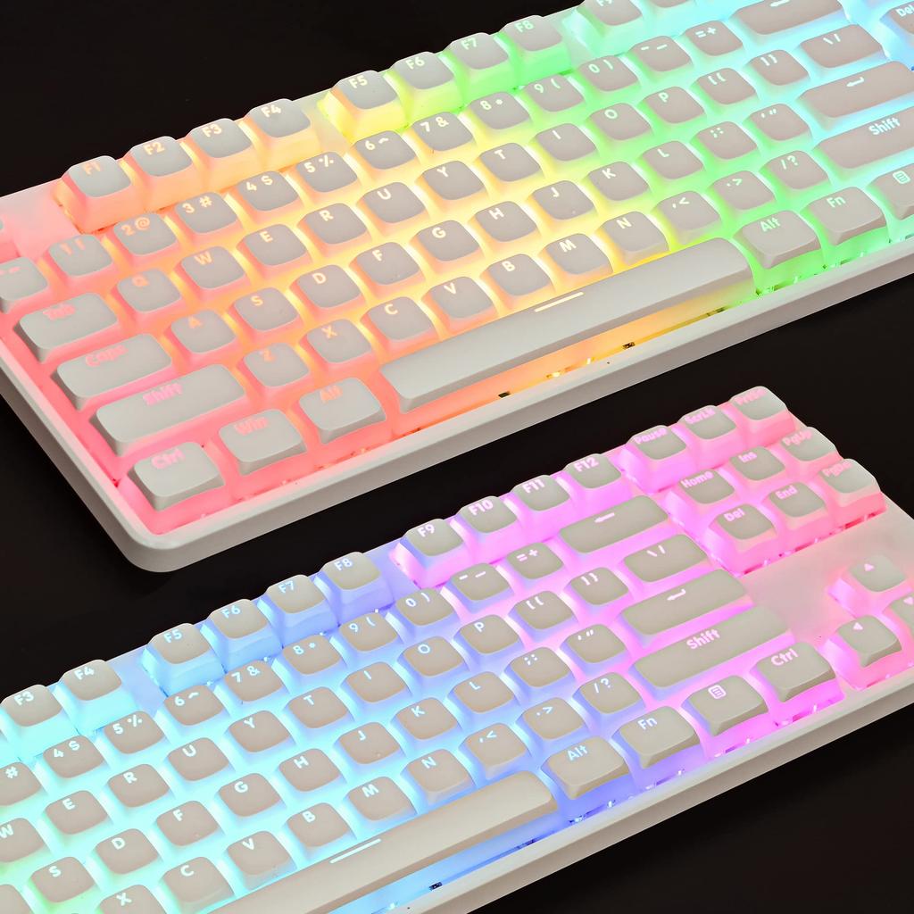 Ussixchare 117-Key PBT Printed Keyset, Dual Lens Translucent XDA Contour, ISO and ANSI Layout, Suitable for 61688487104-Key Mechanical Keyboards