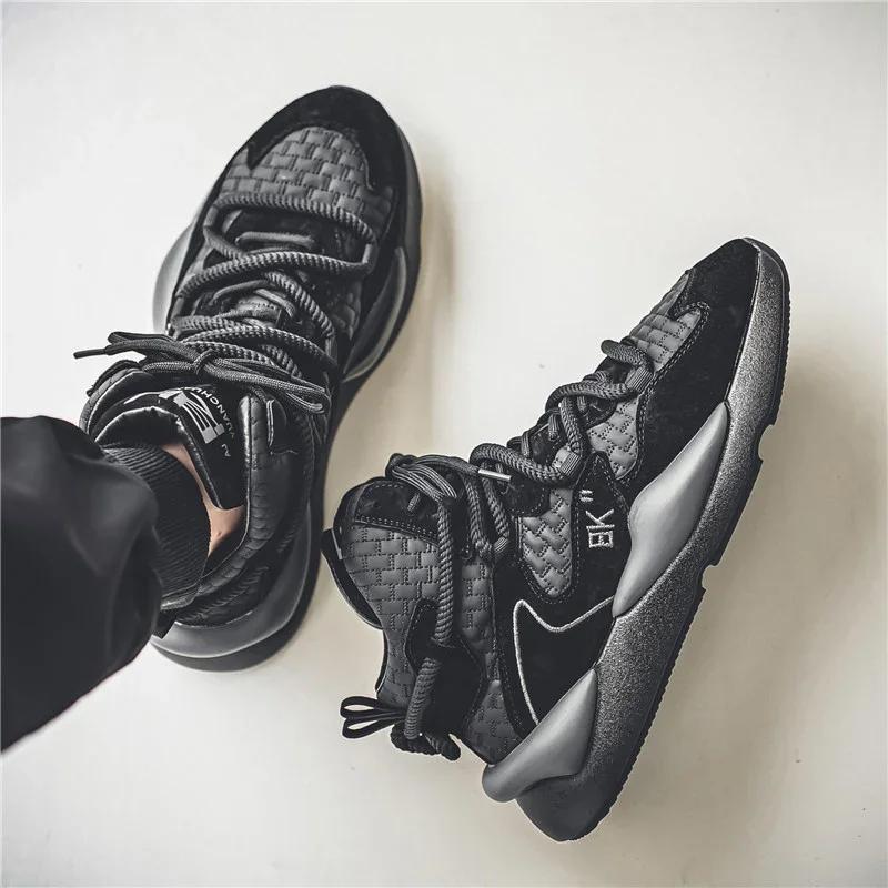 

Новые осенне-зимние высокие плюшевые теплые и модные туфли для спорта и отдыха, модные мужские кроссовки на шнуровке для молодежи 44