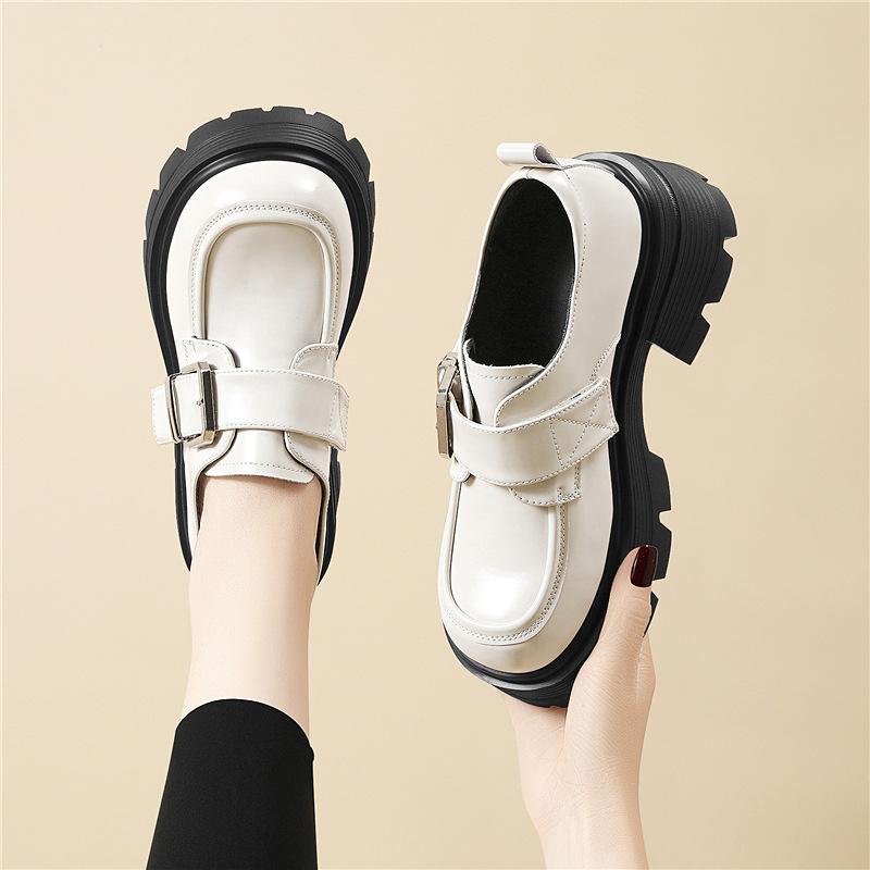 Korean Version of Platform Leather Loafers Women's Spring and Summer New Versatile Small Height Increase with Skirt Small Leather Shoes