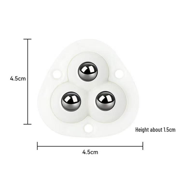 No-Punch Adhesive Triple Ball Casters - Silent, Wear-Resistant Rollers for Box Bases (Home/Office Use)