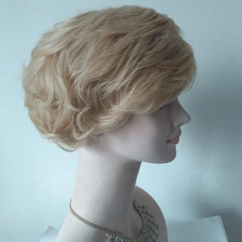 Women's Synthetic Hair Golden Short Curly Hair Headband Wig