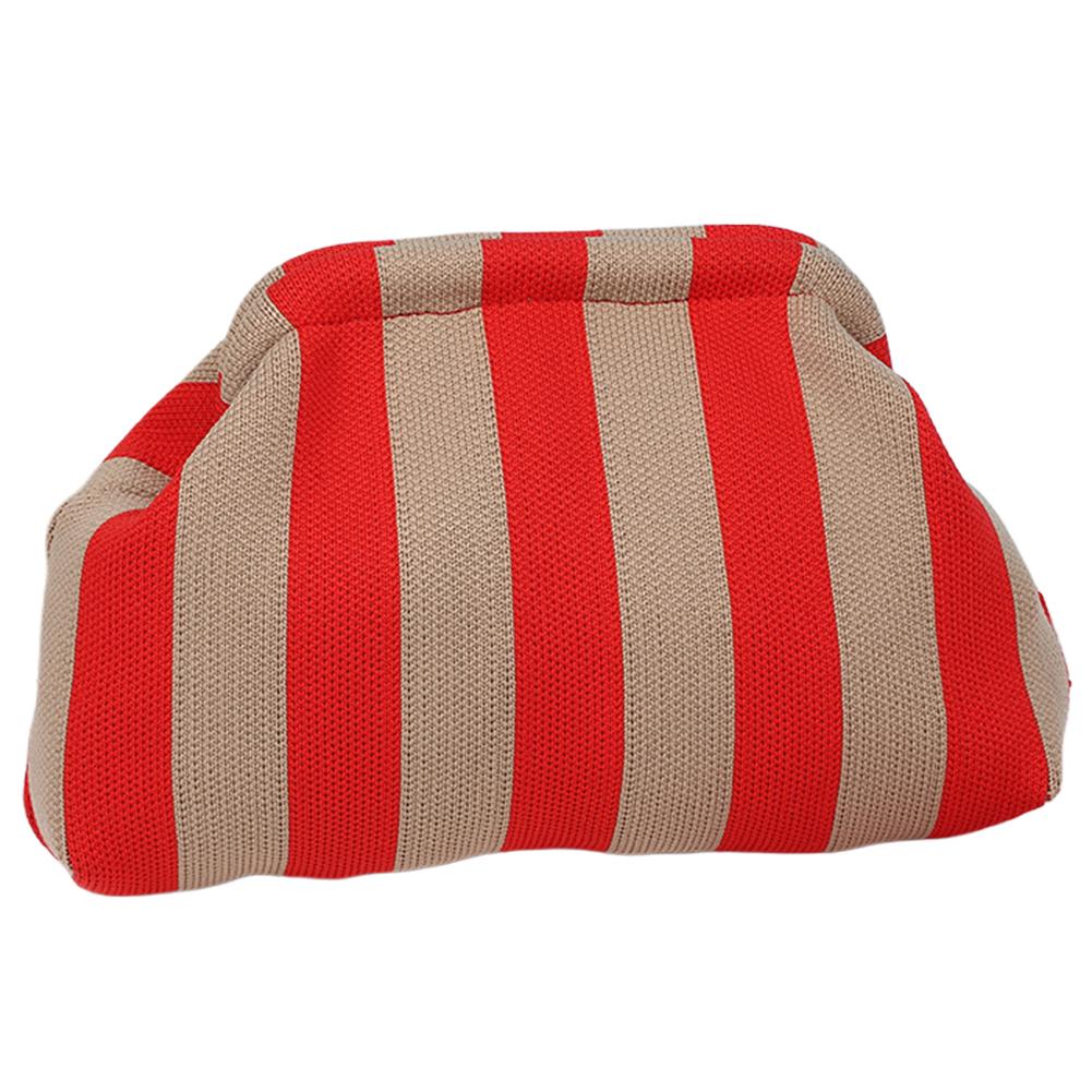 Summer Beach Clutch Bag for Women Elegant Striped Handbag Woven Crochet Purses Knitting Dumpling Clutch Casual Colorblock Bag