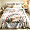Bear Panda Theme Soft Blanket Personalized Custom Name Text Print Warm Blanket Home Sofa Bedroom Decor