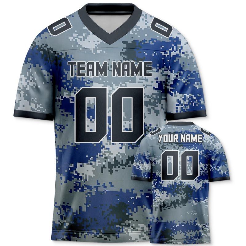 Camouflage American Football Jersey Personalized Camo Shirts with Gift for Men Women Youth Kids L
