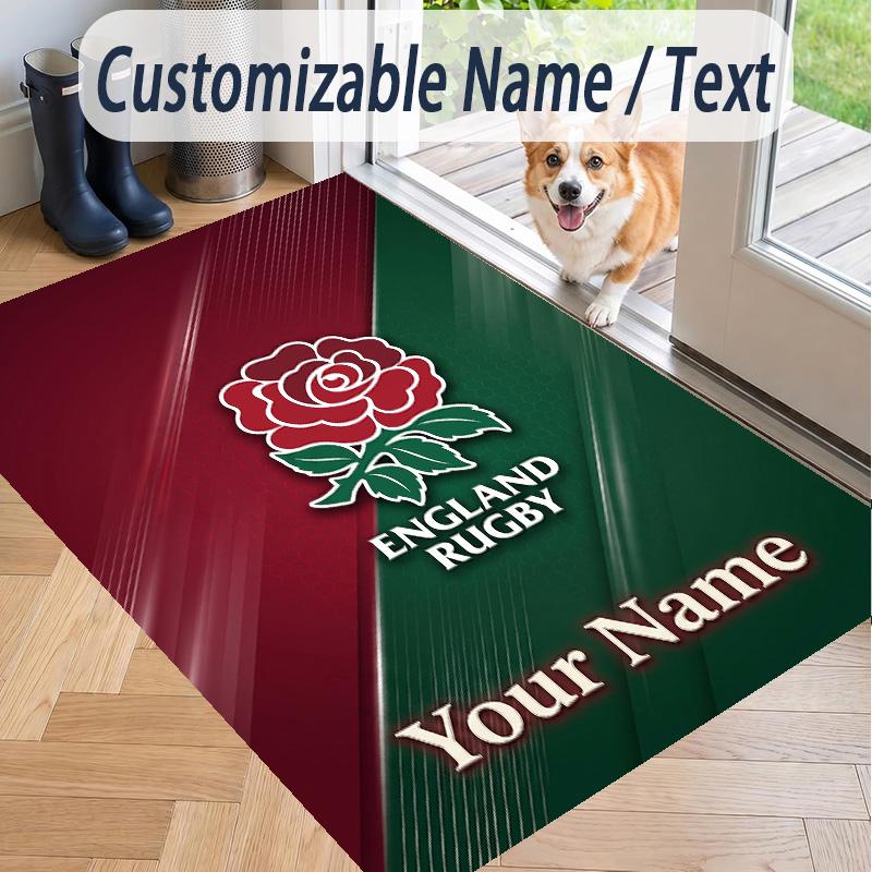 Custom Text Printed Rug England Rugby Non Slip Floor Carpet For Home Room Decor