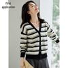Women's Sequin Color Block Thick Knit Cardigan