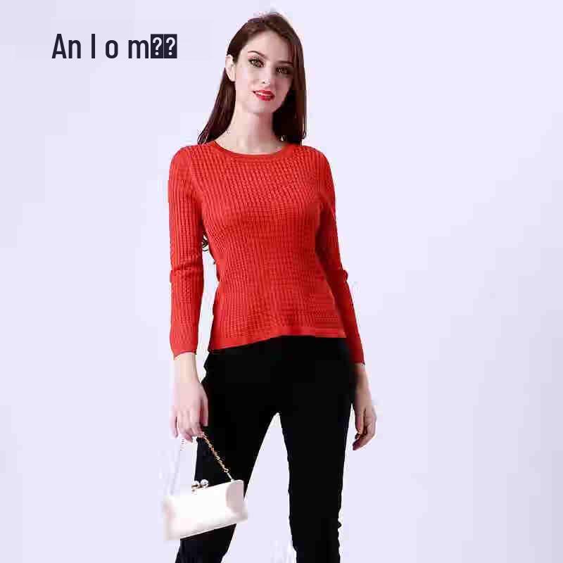 Anlom Women's Solid Long Sleeve Knit Pullover