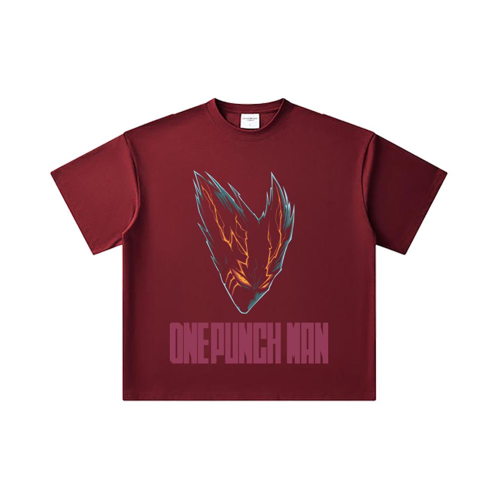260 GSM Double Yarn 32 Count 100% Cotton One Punch Man V8 Garou Print Unisex Heavy Cotton T Shirt