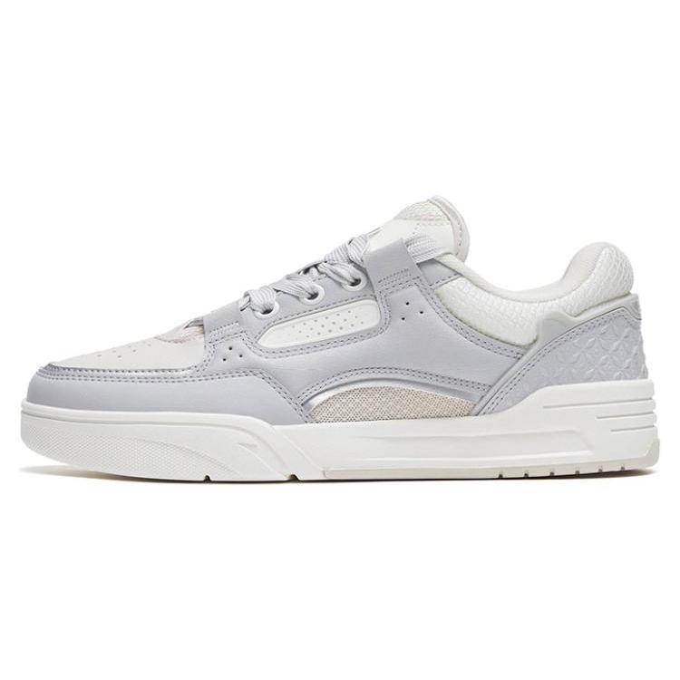 New Anta AOJIE Slip Resistant Cushioning Wear Resistant Low Top Skateboard Shoes Women's Gray White 122318040-1
