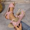 Women's Sandalias Summer Open Toe Platform Sandals Outdoor Casual Leather Sandalias Roman Style Wedge Sandals for Women