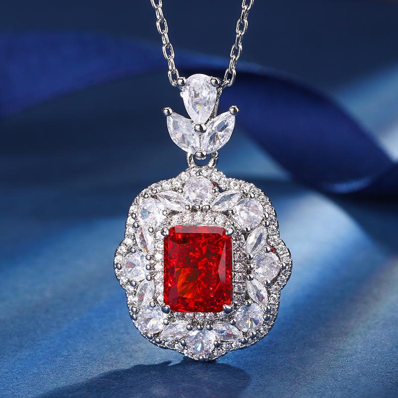 Autumn And Winter Jewelry High Carbon Diamond Ice Flower Cut Copper Inlaid Square Set Main Stone 8 * 10