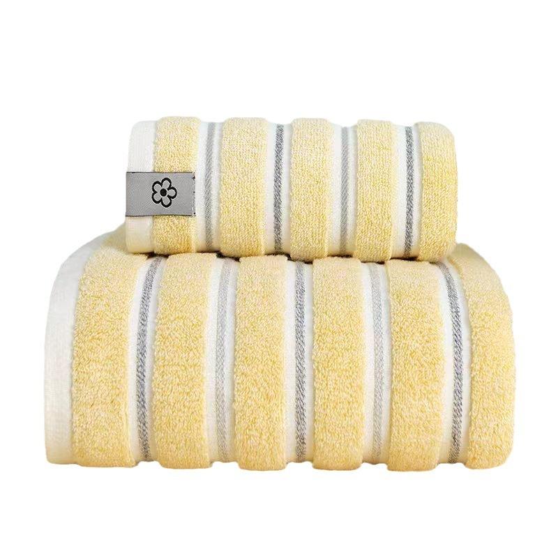 Luxurious Featured Thick Absorbent Cotton Face Towel Set with Wavy Stripes for Adults