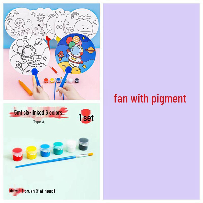 Children's DIY Cartoon Graffiti Fan – Creative Kindergarten Birthday Gift & Class Prize.