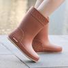 Fashion Women's Medium Tube Non-slip Waterproof Shoes Rain Shoes Rain Boots Water Boots Thermal Cover Shoes Adult Long Tube