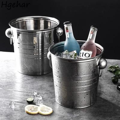 Bar Kitchen Stainless Steel Ice Buckets for Beer Wine Champagne Storage Cooling Bucket Portable Cooler Party Whiskey Chiller Ins