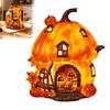 Piccola Luce Notturna Curativa Accesa Resina Zucca Casa Statuetta, Luce Notturna Capanna di Halloween, Forniture per Feste Festività Raccolta Autunnale Tavolo