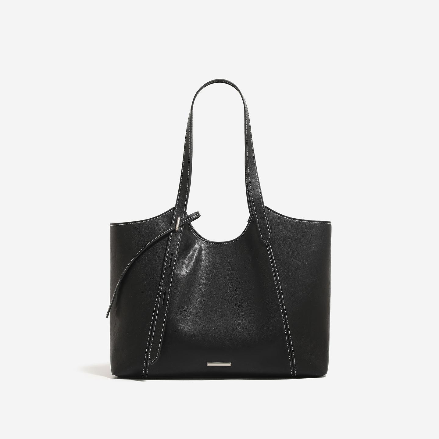 

New Leather Tote Bag with High-end Feel, Large Capacity, Fashionable Commuting Shoulder Bag, Versatile Armpit Bag