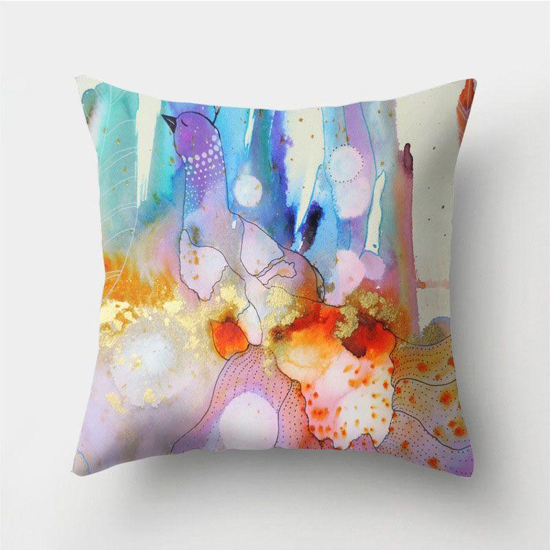 Stunning Bird Flower Pillow Case With Watercolor Design For Stylish Living Room Decor