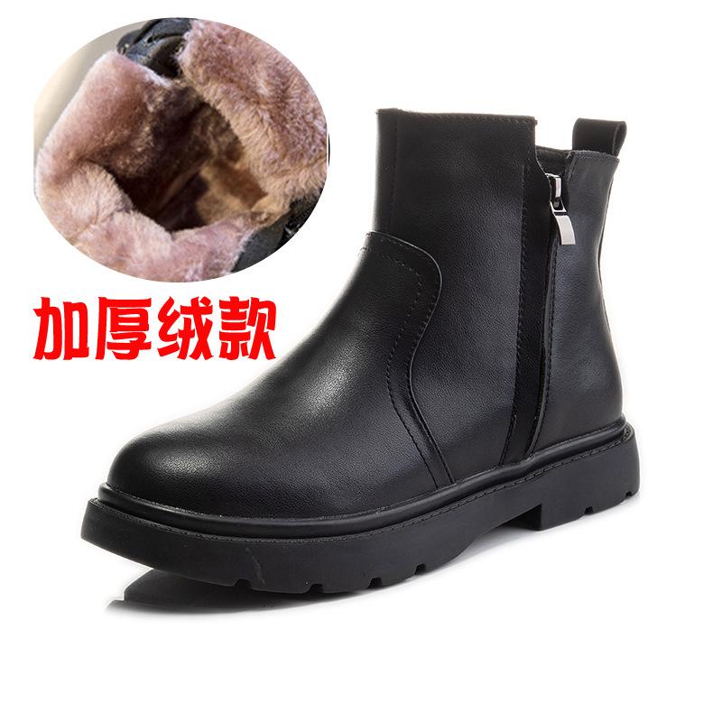 Women's Boots Genuine Leather Short Boots Women's Chelsea Boots Woman Shoes Plus Size Woman Booties Black