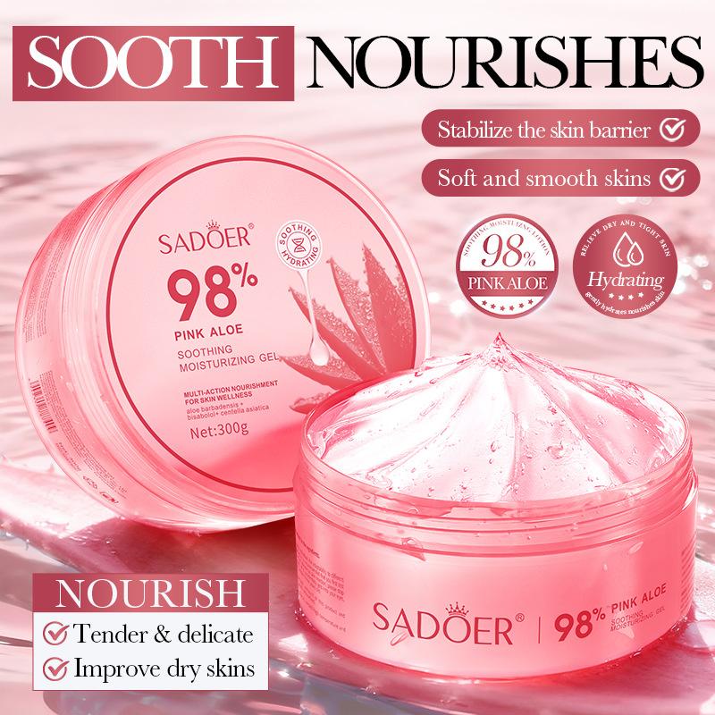 Pink Aloe Vera Soothing Moisturizing Gel 300g Moisturizing Aloe Vera Gel Skin Care Products