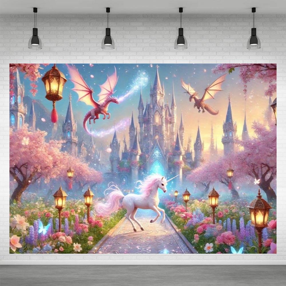 Fond de château de princesse pour décoration de fête, Globe rose, Fond de photographie, Cadeau pour fille, Accessoires de célébration de baby shower