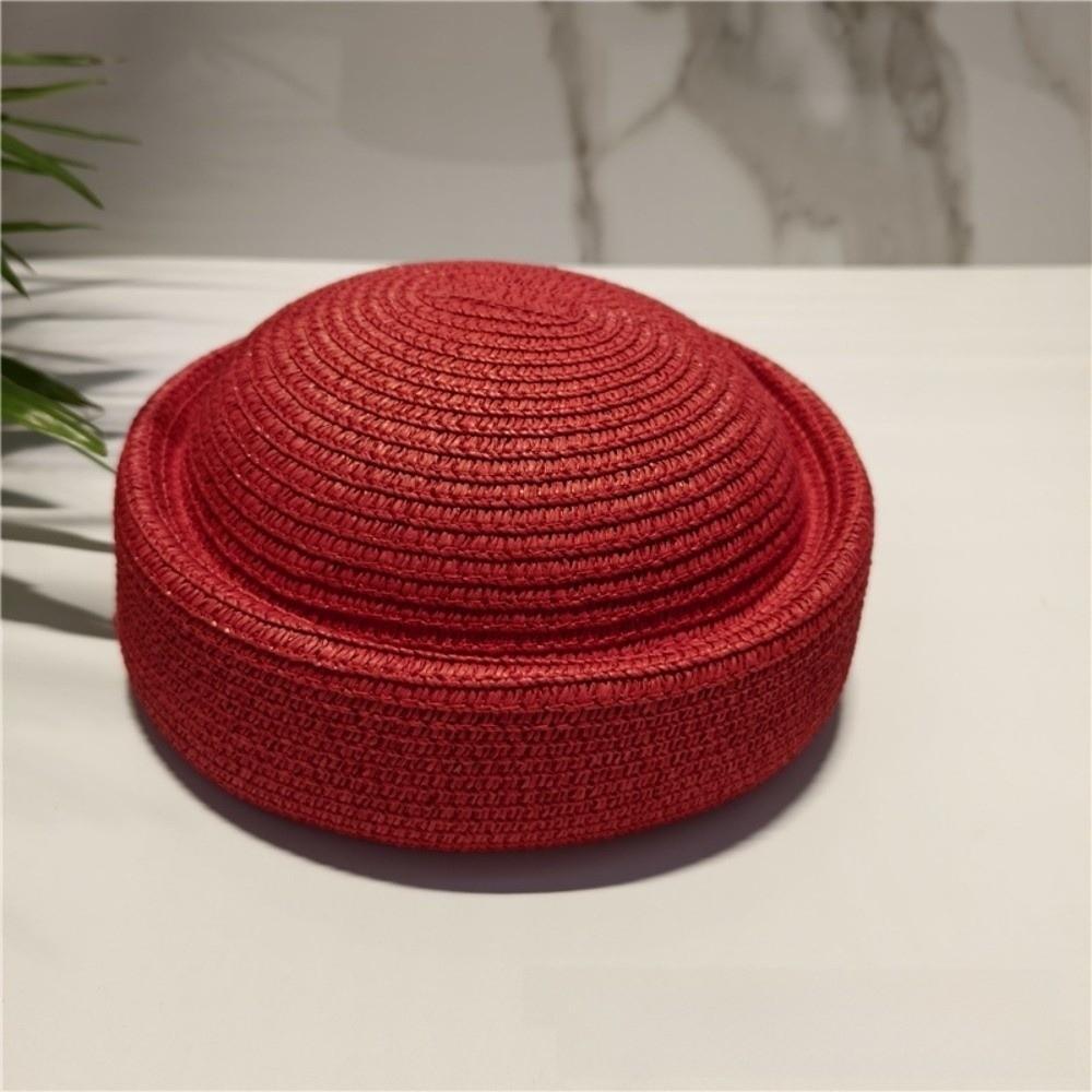 

Retro Style Straw Sun Hat Wide Brim Woven Straw Hat New Painter Beret Summer Season красный