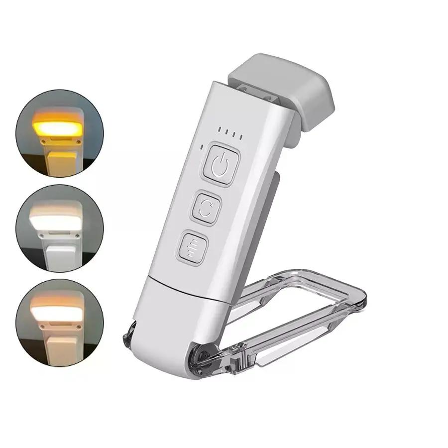 

Мини-светильник для чтения с зажимом для книг, с таймером, перезаряжаемый, с зажимом для закладки, светодиодный светильник для чтения, портативная прикроватная настольная лампа белый