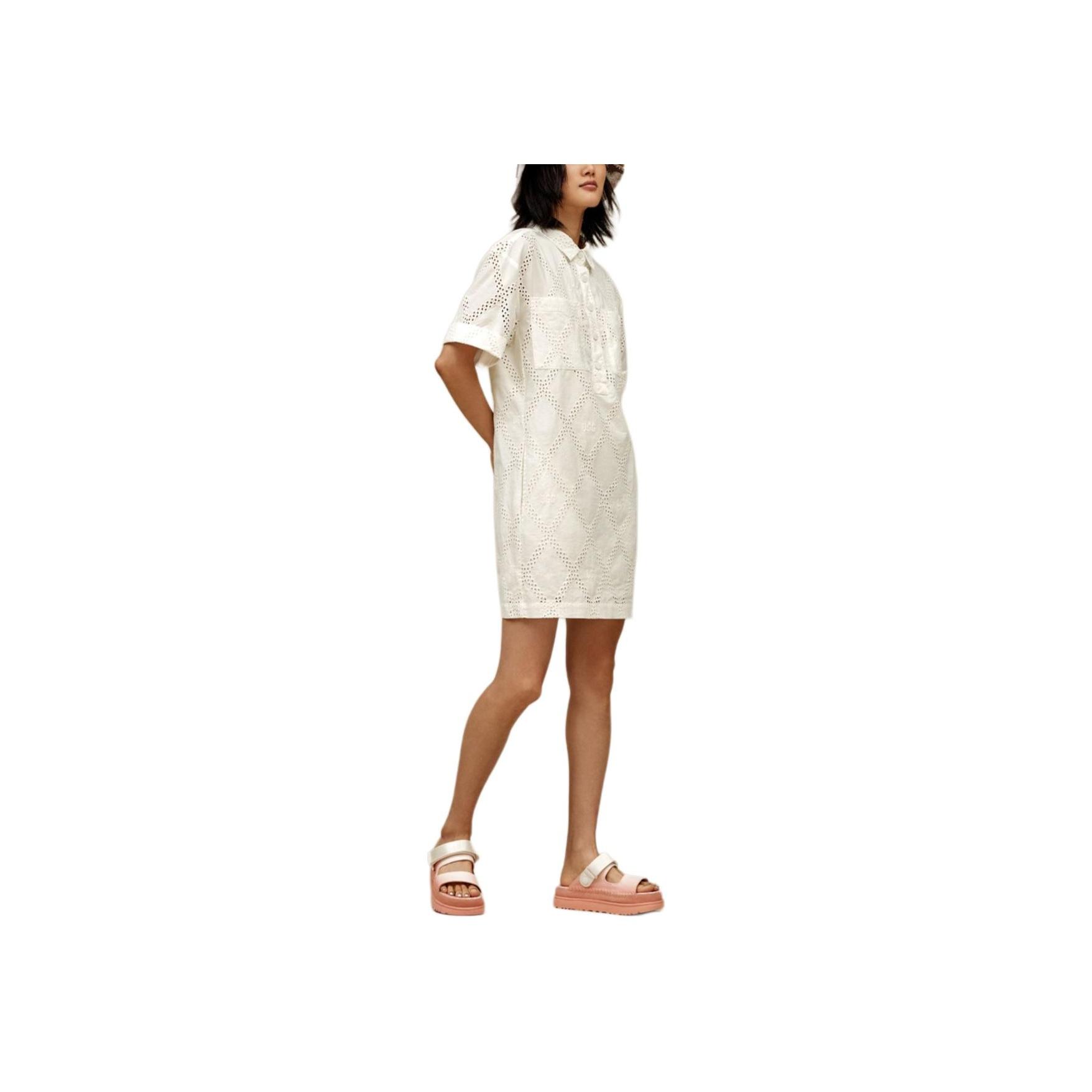 

UGG Cotton Mesh Hollow Short Sleeve Dress Women dresses Aura-White 1167414-NMB XS