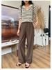 Women's Knitted Ice Silk Striped V-Neck Short Sleeve T-Shirt, Hong Kong Style, Summer 2025 Korean Fashion