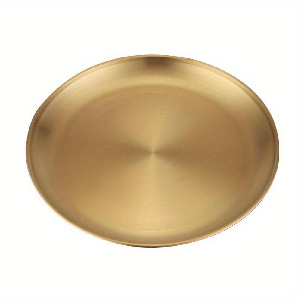 

Круглый поднос для стейка, золотой металлический поднос 304, поднос для овощей в стиле Ins, специальный сервировочный поднос для ресторана барбекю золотистый