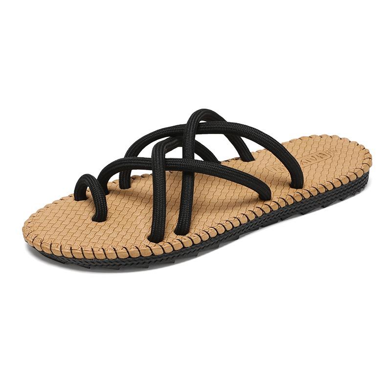 Roman Men Rope Flip Flops Mens New Summer Fashion Retro Lightweight Flat Bottomed Slippers Outdoor Street Casual Shoes