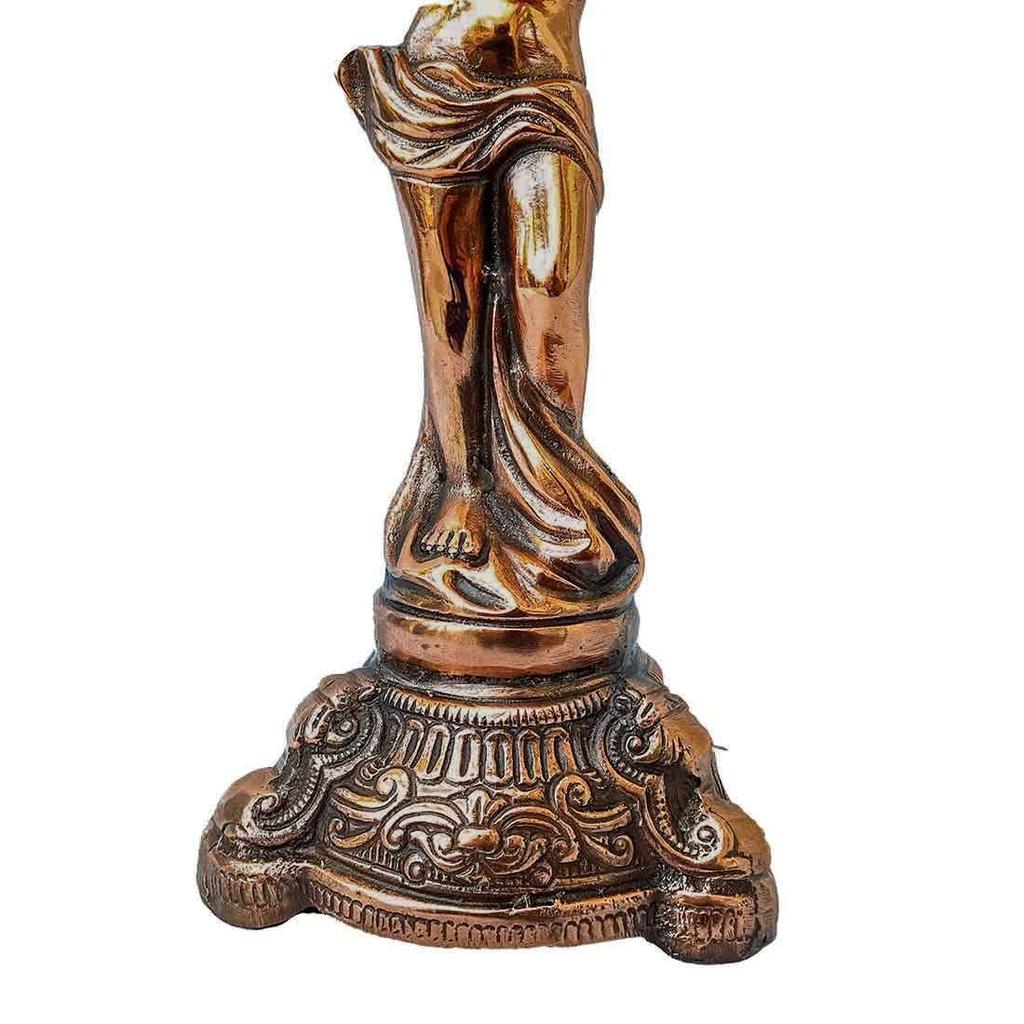 Handcrafted Metal Corner Vase On Big Boy's Shoulder, 18 Inch, Brown