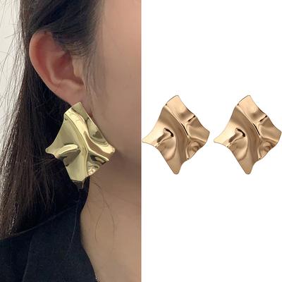 [HF][LA]1Pair Metal Drop Earrings Irregular Pendants Earrings Twisted Geometric Personality Earrings For Women