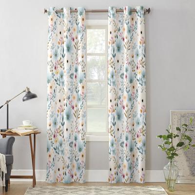 Rideaux de fenêtre avec plantes à fleurs, pour salon, maison, chambre à coucher, cuisine, décoration de noël