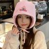 New Pilot Style Hat Fashioh Winter Cap Mushroom Embroidery Warm Bomber Hat Caps For Women Solid Color Girl Hats