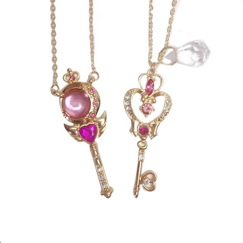 Anime Sailor Moon Anhänger Halskette Für Frauen Mädchen Kristall Flügel Herz Choker Halskette Modeschmuck Party Cosplay Requisiten