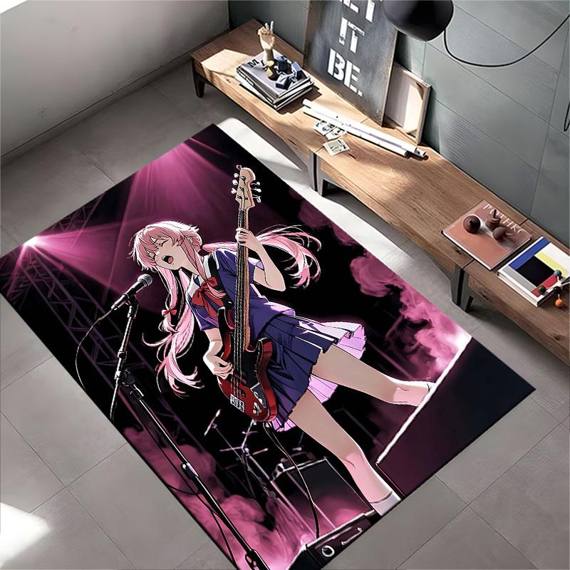 Anime Girl Playing Bass Guitar suitable as a non-slip mat for the living room or bedroom sofa