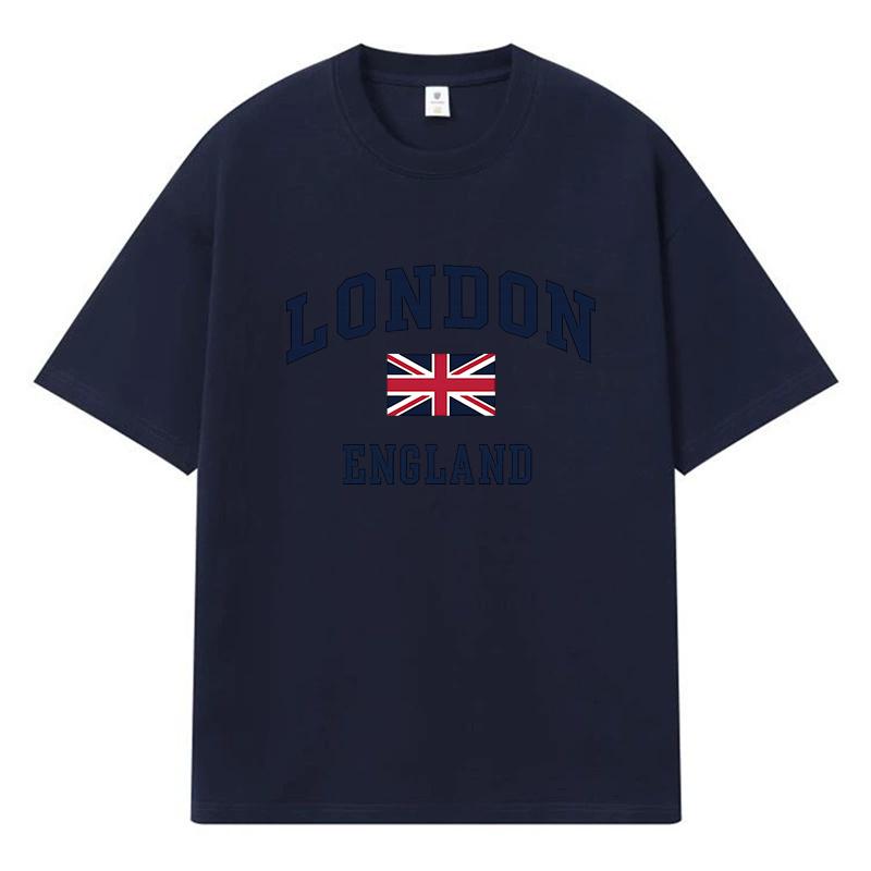 London England Bedrucktes Grafik-T-Shirt Y2k Harajuku Streetwear 100% Baumwolle Lässiges Übergroßes Sommer-Herren-T-Shirt