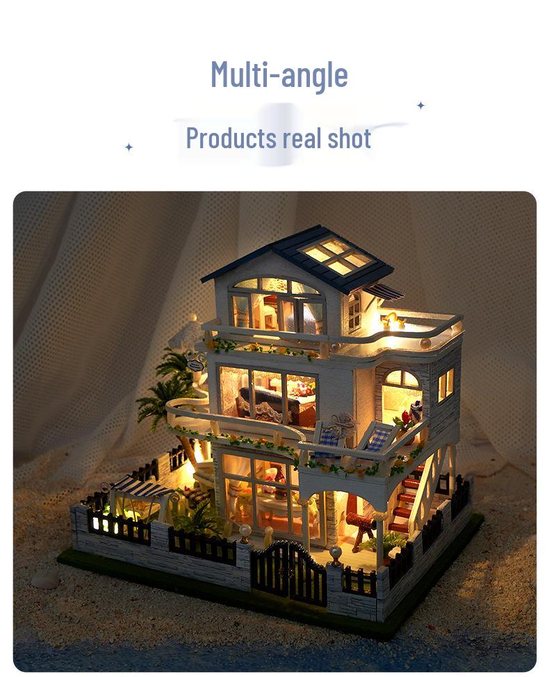DIY European Villa Model: Handmade Wooden Miniature House - Perfect Birthday Gift for Men