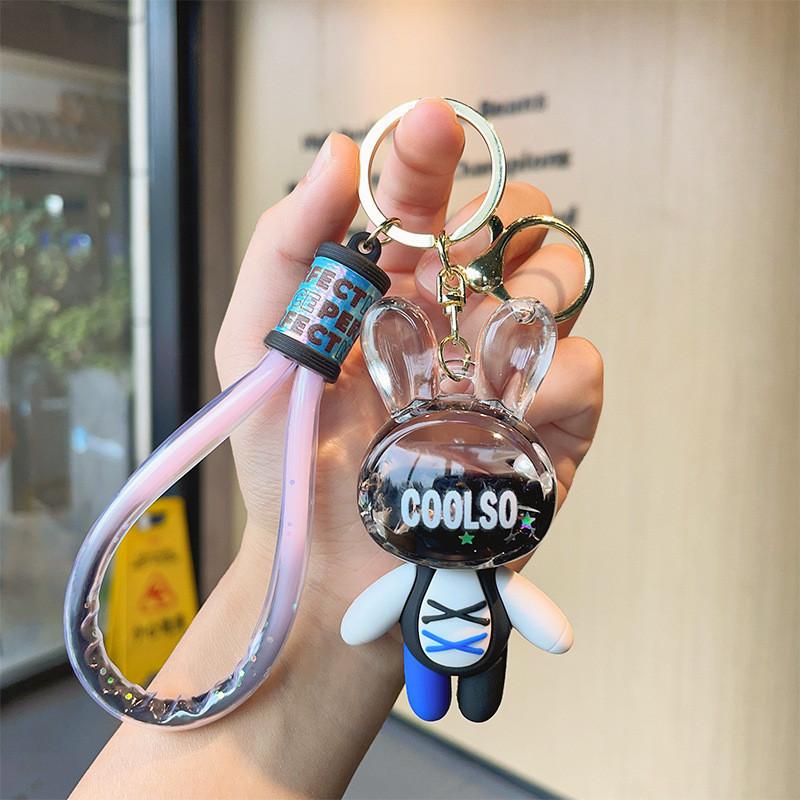 

Очаровательный акриловый брелок с пересыпающимся песком в виде кролика, милый аксессуар для пар, для ключей от машины или сумки, подарок