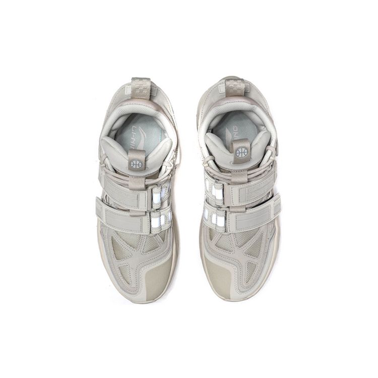 Li Ning New York Fashion Week Travel Comfortable Sports Non-Slip Wear-Resistant High-Top Retro Basketball Shoes Men Sneaker Oyster-Gray AGBP083-9