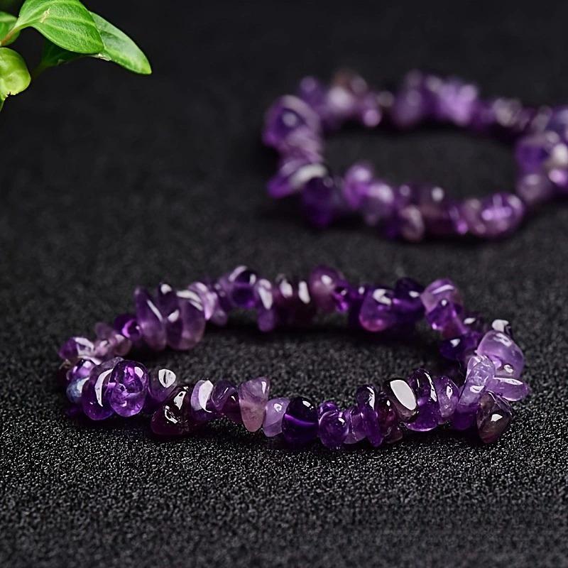 Natural Chip Stone Beaded Bracelet Irregular Crystal Gravel Stretch Bracelet Fashion Jewelry for Women Multiple Colors Available