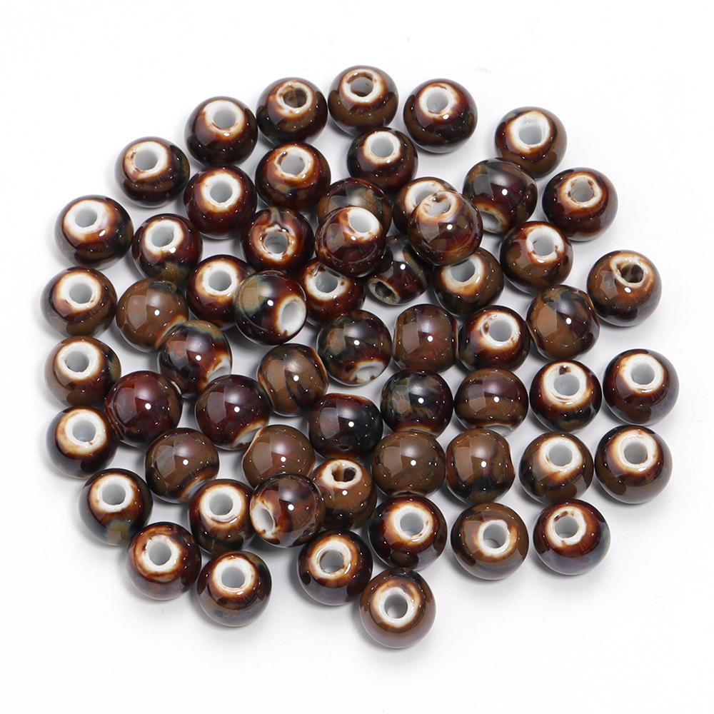 10pcs/lot Colorful Round Shape Ceramic Beads Spacer Beads For Jewelry Making DIY Loose Beads Bracelet Necklace Gift Accessories