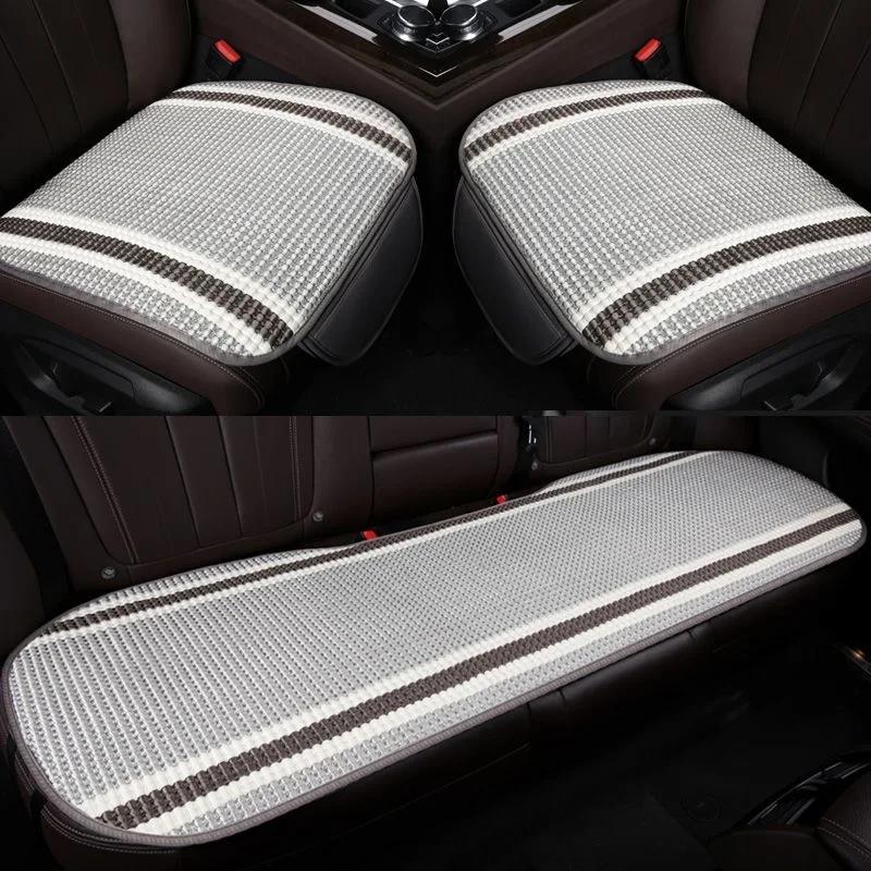 Summer Car Seat Cushion Cooling Pad - Ice Silk Breathable Anti-Slip 3-Piece No-Binding Comfort for Hot Weather Car Seat Covers