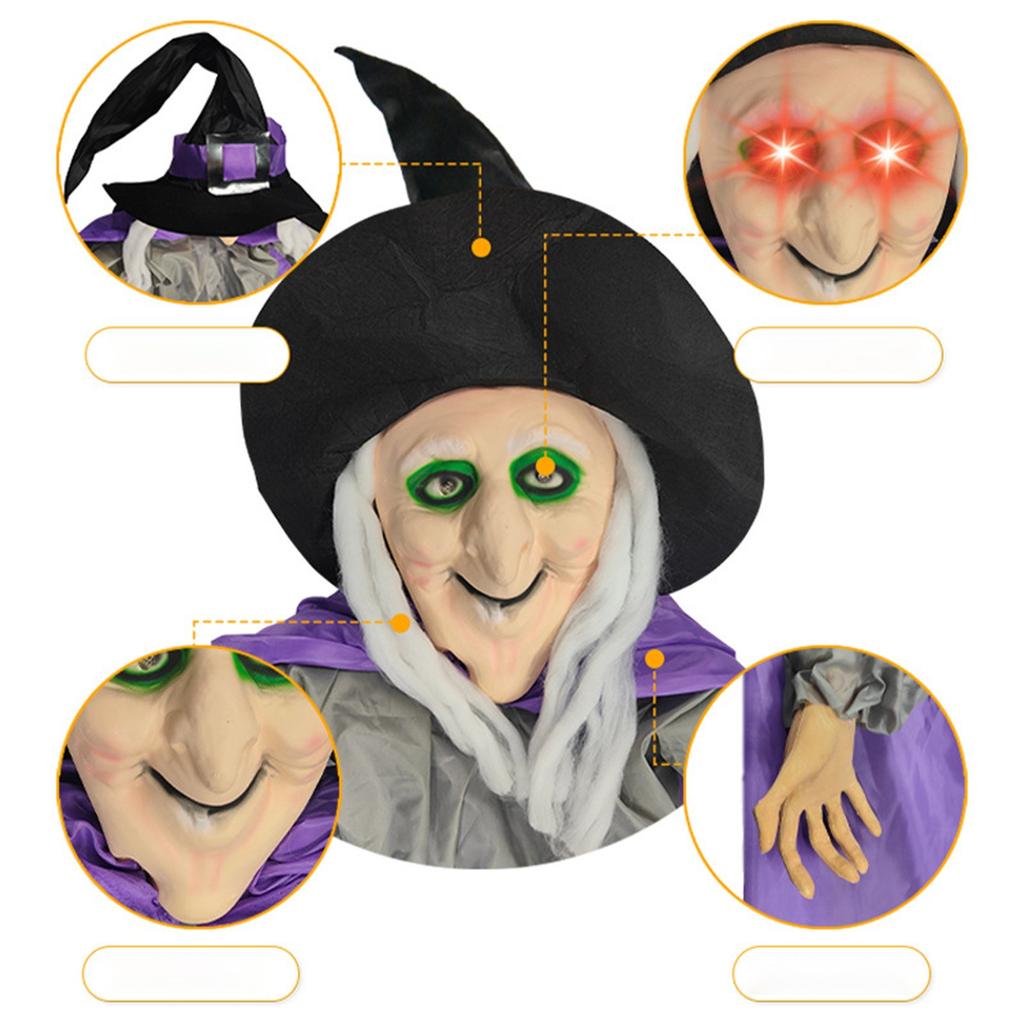 Halloween Decoration Voice Control Witch Large Hanging Luminous Soundmaking Bar House Horror Decoration