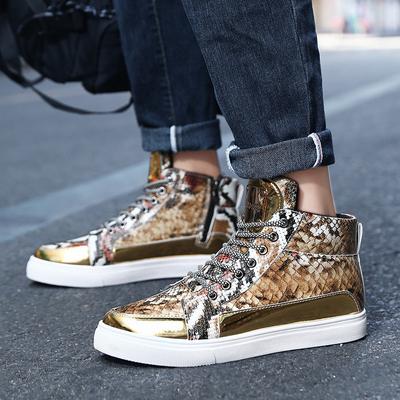 Mode Heißer Verkauf Designer Gold Herrenschuhe Luxusmode Herren High Sneaker Originalleder Freizeitschuhe Herren Streetwear Hip Hop Sneaker