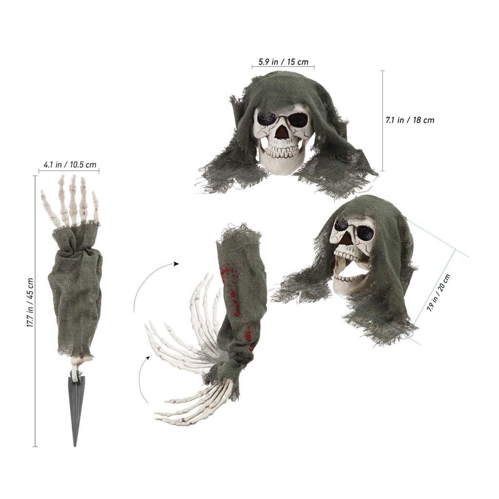Halloween Ground Inserted Skull/ Ghost/ Head Three-piece Set Crawling Ghost/ Crawling Trick Simulation Arm Skull/ Site/ Decoration