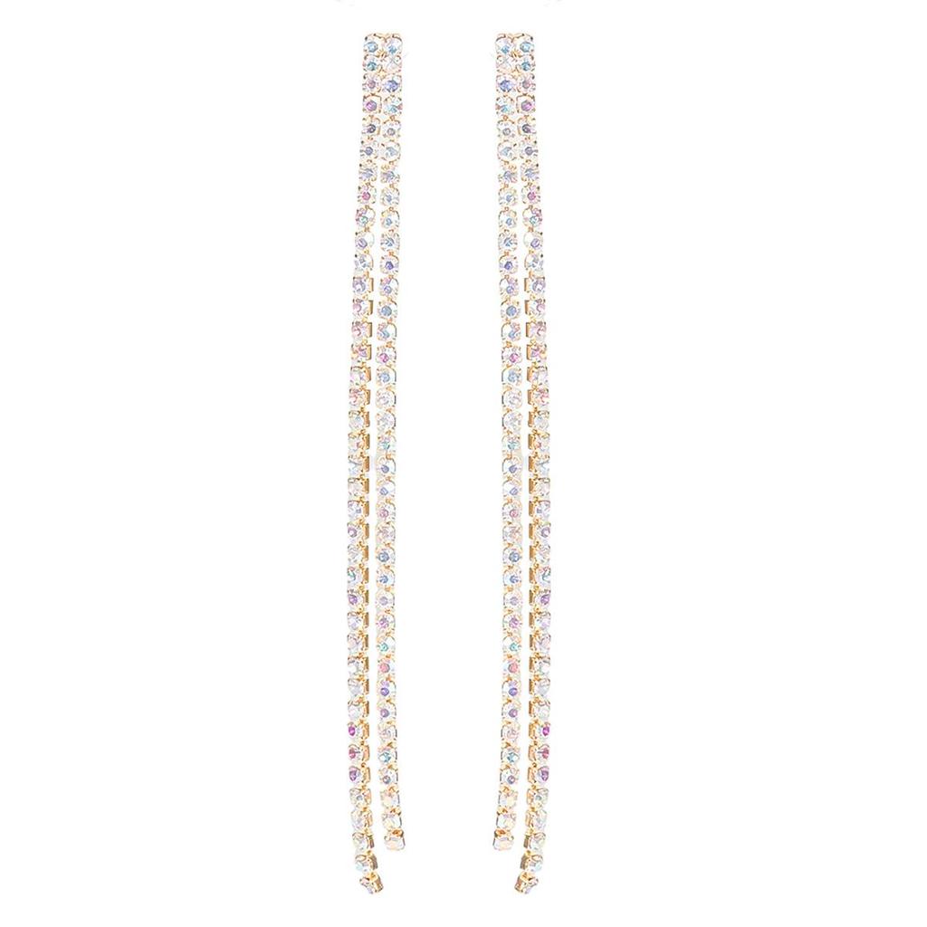 Elegant Cross-border Rhinestone Tassel Earrings - Luxurious Women's Fashion Jewelry